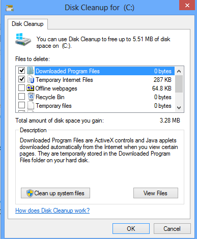 Windows 8ディスクのクリーンアップ