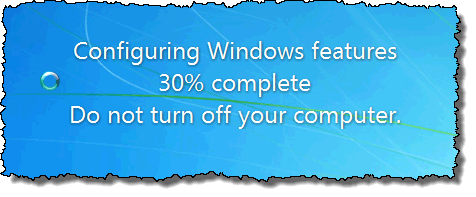 Windows機能の設定メッセージ
