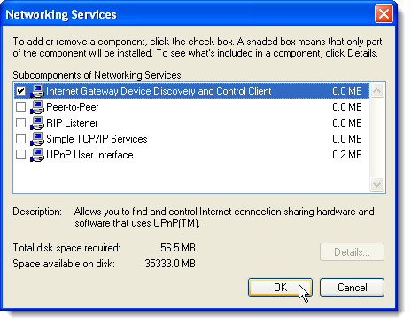 Windows XPのネットワークサービスの詳細