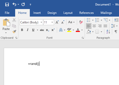 Ms Wordでランダムテキストまたはlorem Ipsumテキストを生成する