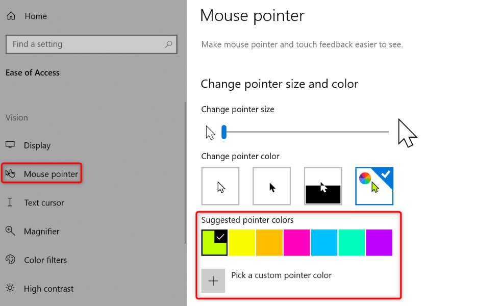 Windows でのカーソルの色を変更する画像 2