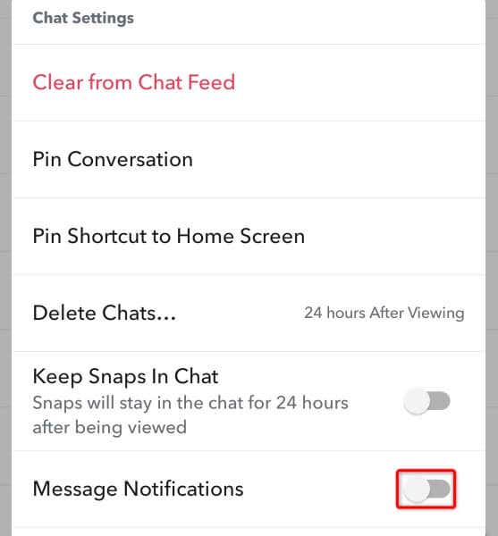 Snapchat画像で特定の人へのメッセージアラートを無効にする方法