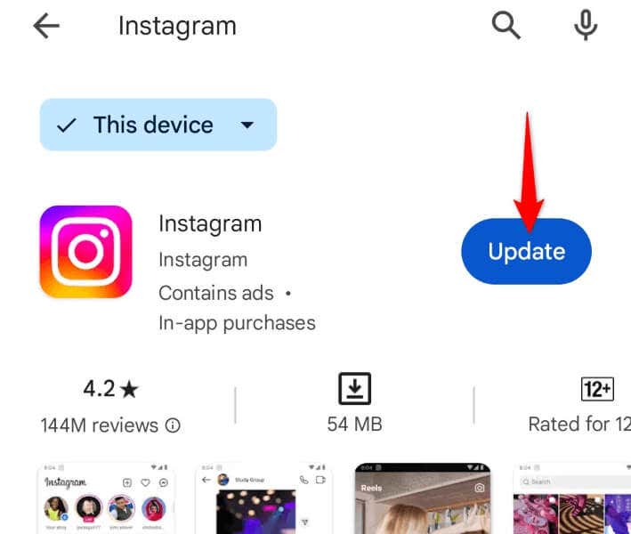 保留中の Instagram アップデートを iPhone または Android Phone にインストールする画像