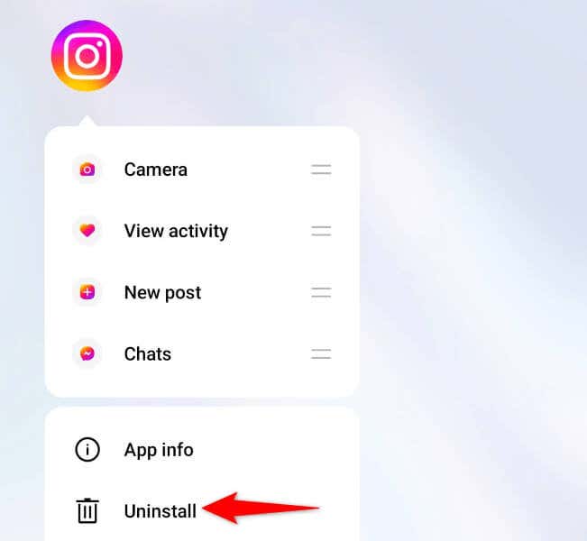 携帯電話で Instagram を削除して再インストールする画像