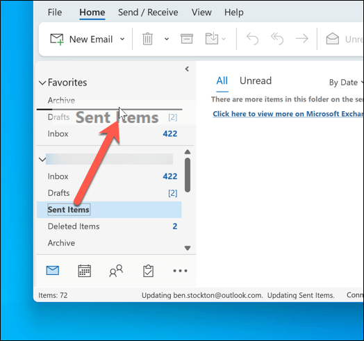 Microsoft Outlook のお気に入りフォルダーを削除する方法 画像 10